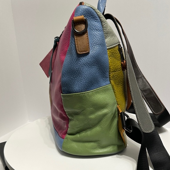 Multicolor Leather Women's Backpack - Picture 6 of 7